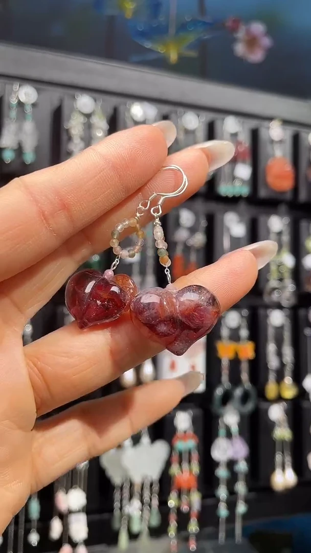 银S925镶嵌耳饰紫晶洛*熙 洛筱熙微瑕