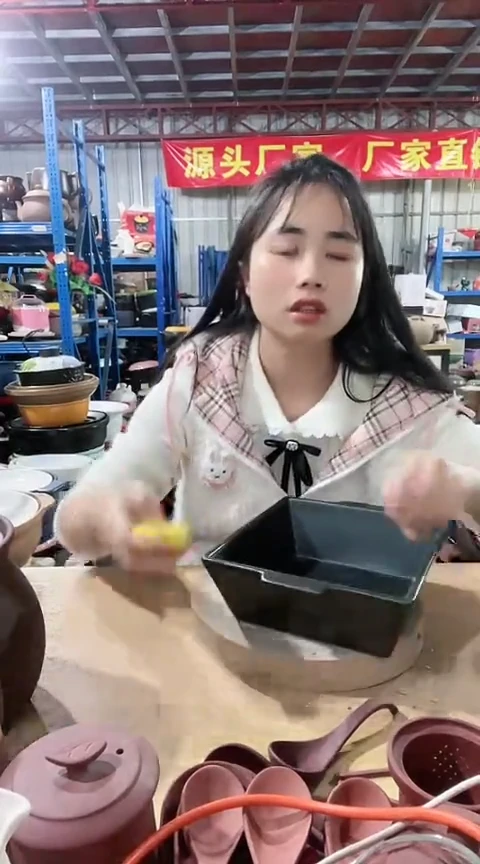 陶瑕疵黑色四方锅不带盖