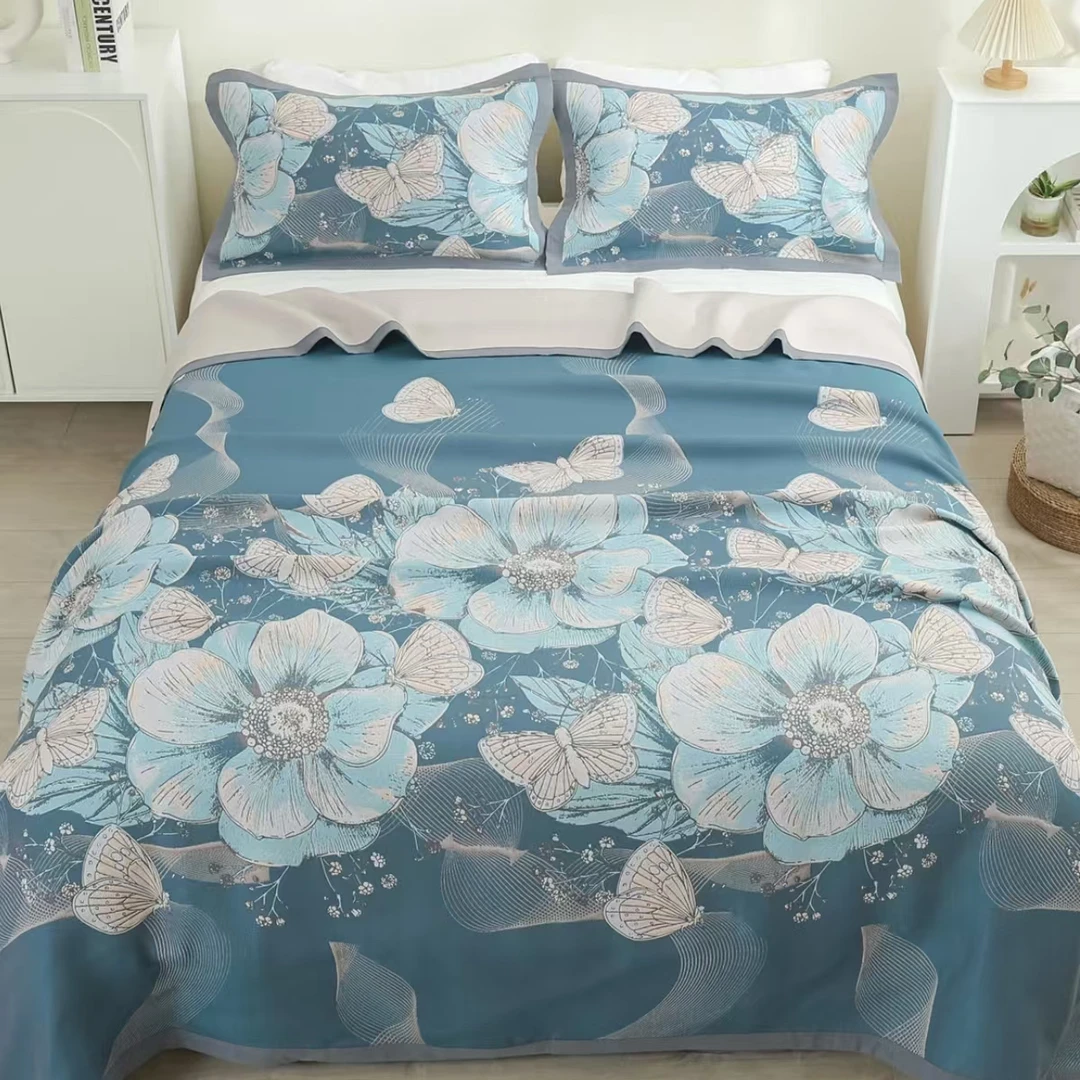 精美轻奢柔软双面多功能加厚四季恒温毯--水仙花兰230*250