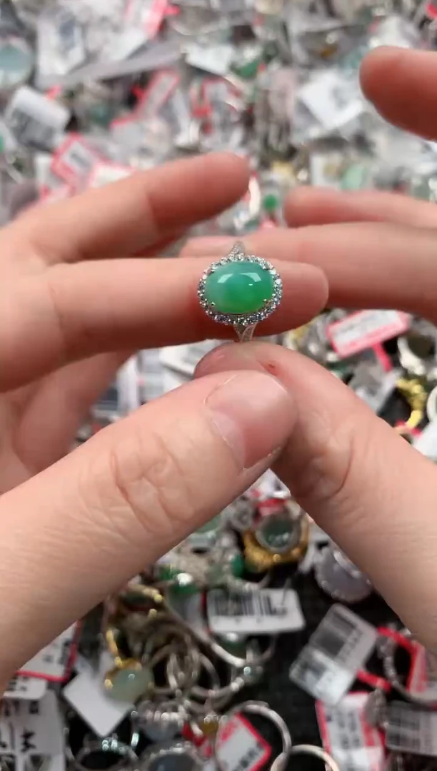 银S925镶嵌戒指翡翠777----3