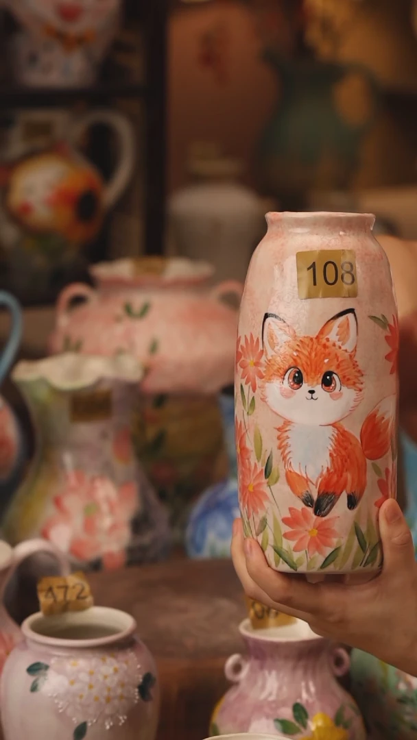 陶瓷108景德镇设计师手作花器摆件侘寂风