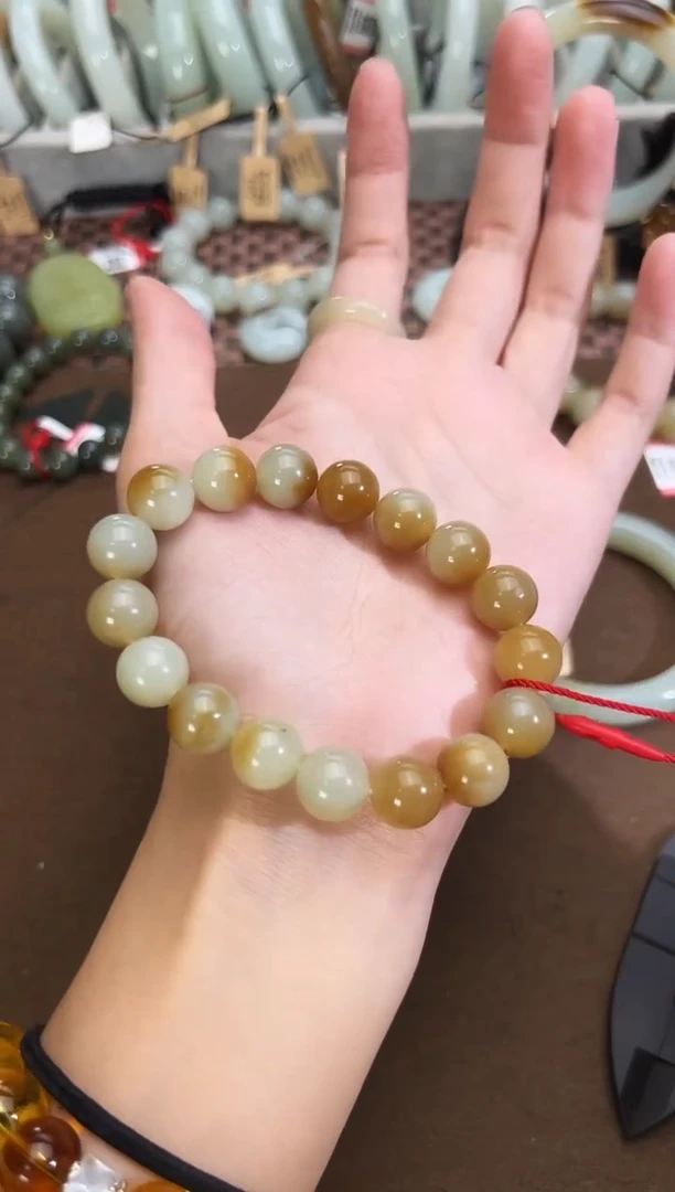未镶嵌手链和田玉若羌料糖黄口手串卡12