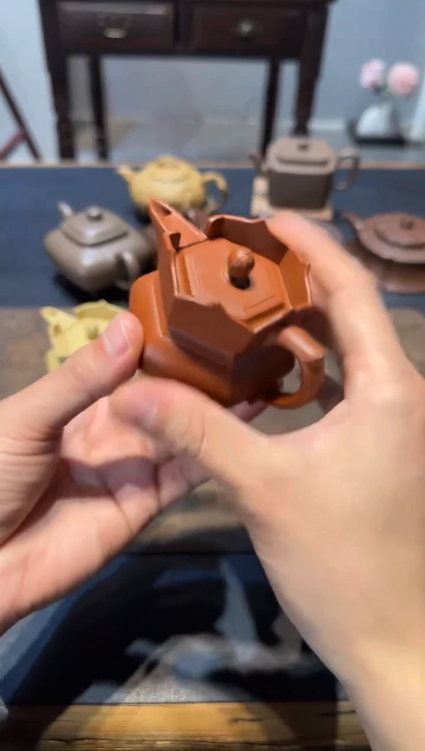 茶壶紫砂简**息朱泥小僧帽90cc