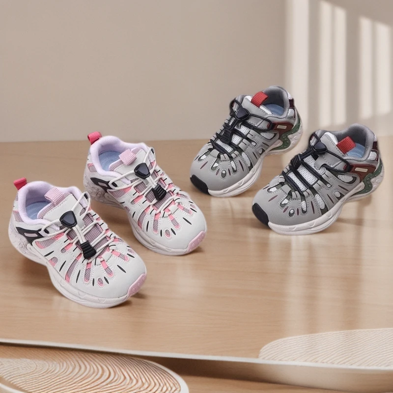 秋季搭扣轻便跑鞋时尚百搭板鞋板鞋老爹鞋2025新款百搭鞋子女童鞋