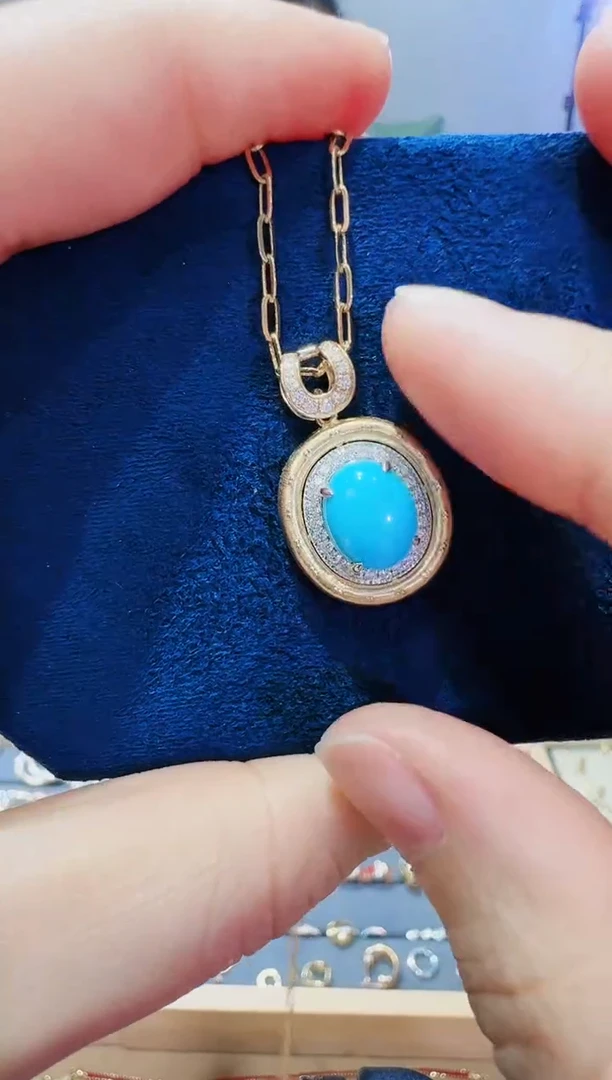 【闪购商品】定制绿松石18K金镶嵌单吊坠不含链