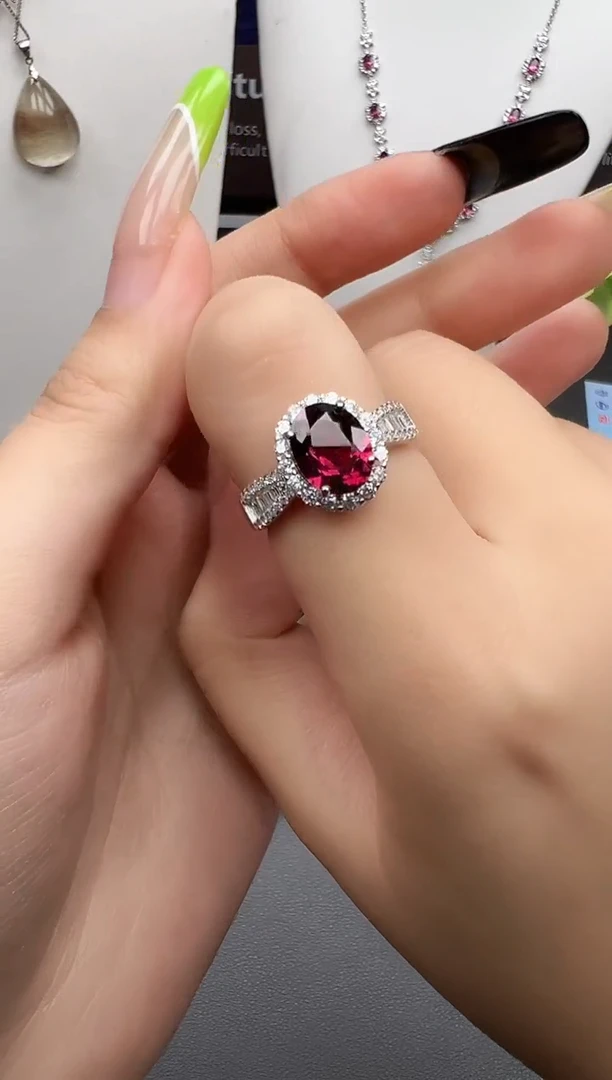 银S925镶嵌戒指石榴石96