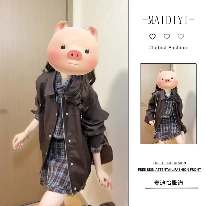 【新款】2025秋季复古显瘦气质时尚百搭外套女格子设计感减龄两件套