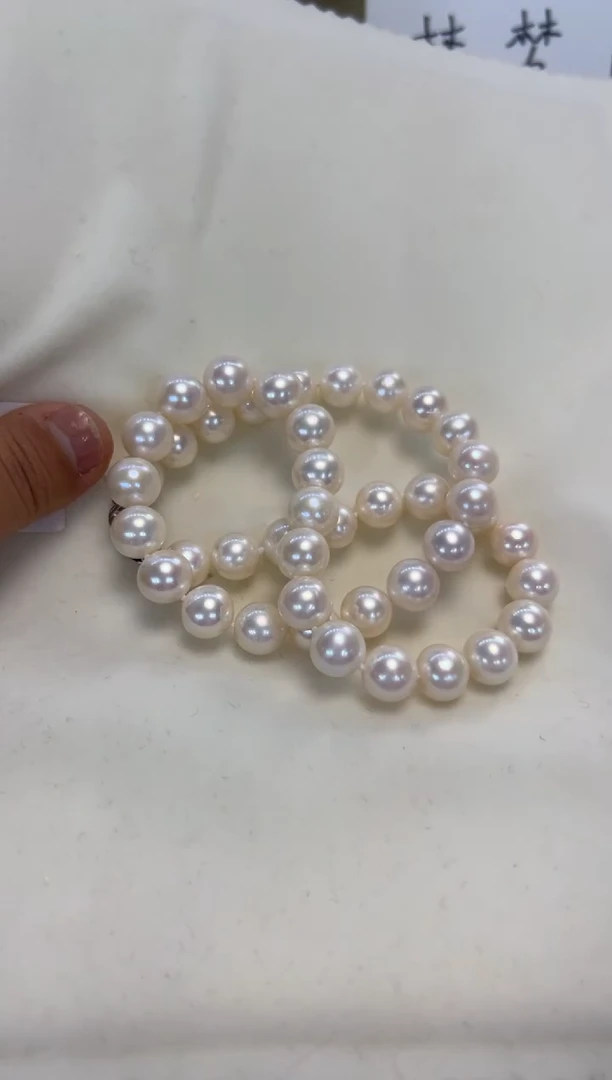 颈饰银S925镶嵌淡水珍珠9.5-10.5mm无核白珠项链