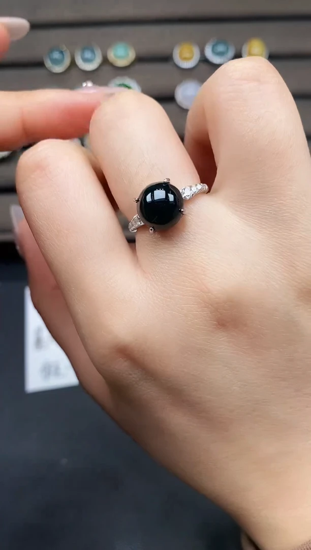 银S925镶嵌戒指翡翠111