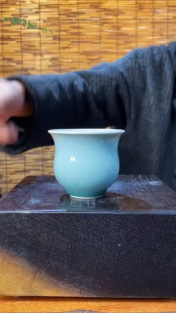 【山隐青瓷】龙窑柴烧杯子 粉青釉 玉兰杯  40-50CC