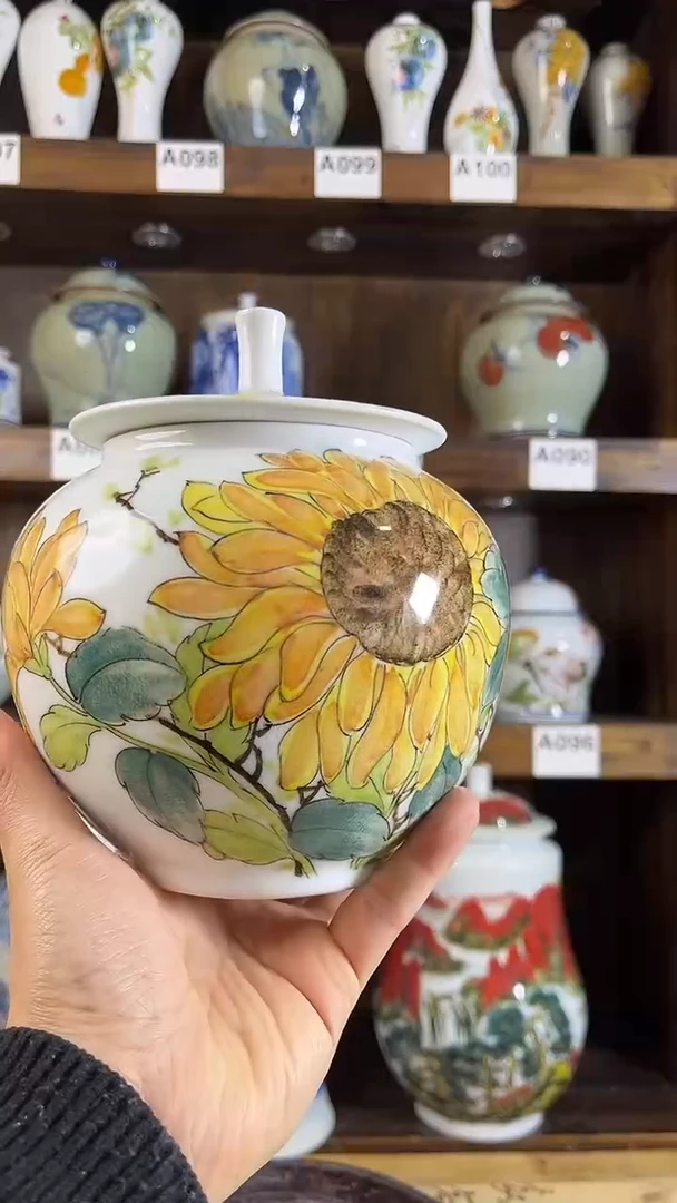 【闪购商品】纯手工手绘工笔向日葵储物罐