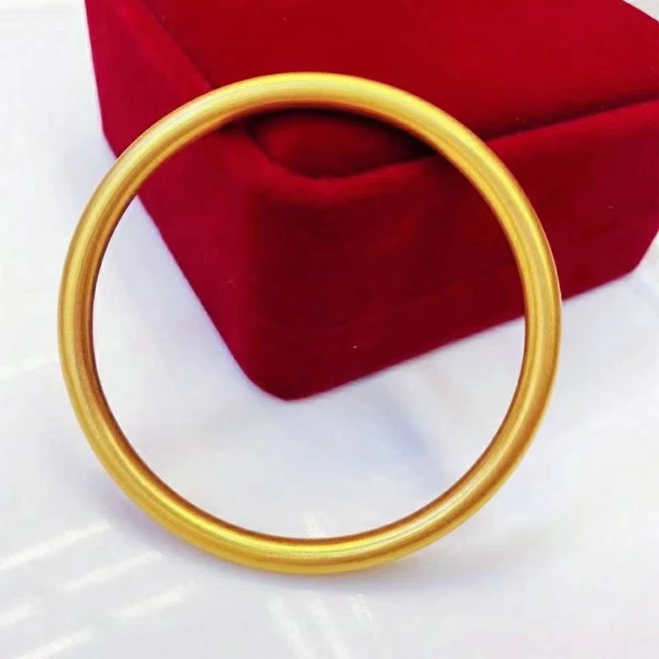 （拍一发二送四叶草项链）古法素圈手鐲镀K金时尚百搭不掉色