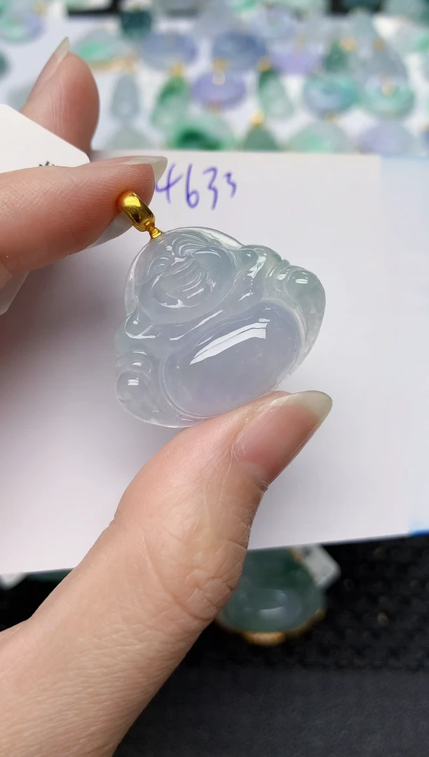 颈饰18K金镶嵌翡翠天然缅甸A货翡翠百元以上9元证书费自理