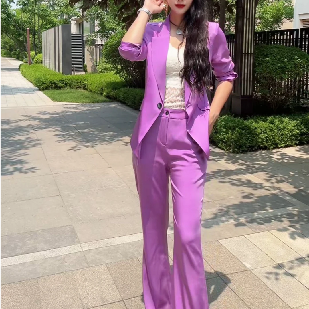 套装高级感时髦高端流行醋酸爆款西服两件套8802