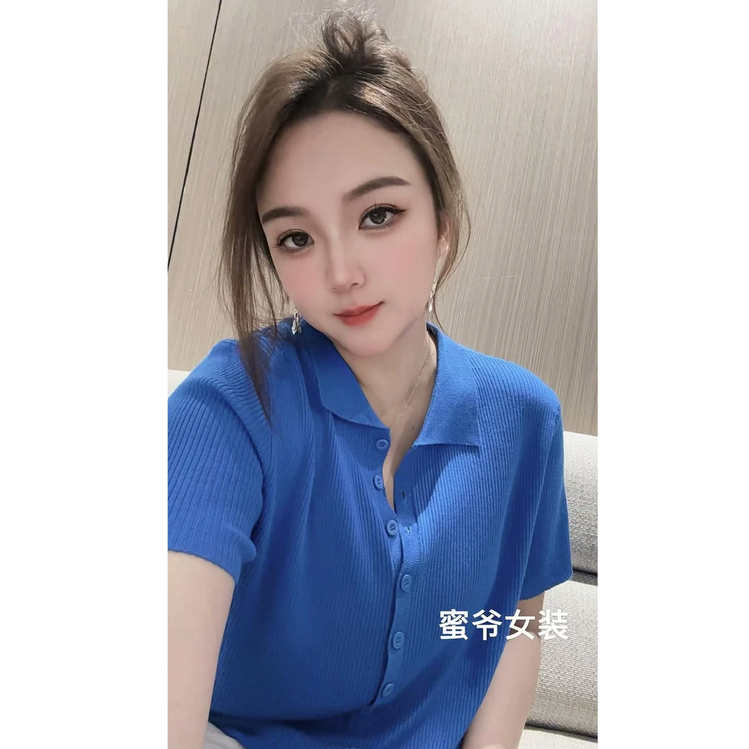 【蜜爷家】Polo领短袖针织衫6895#