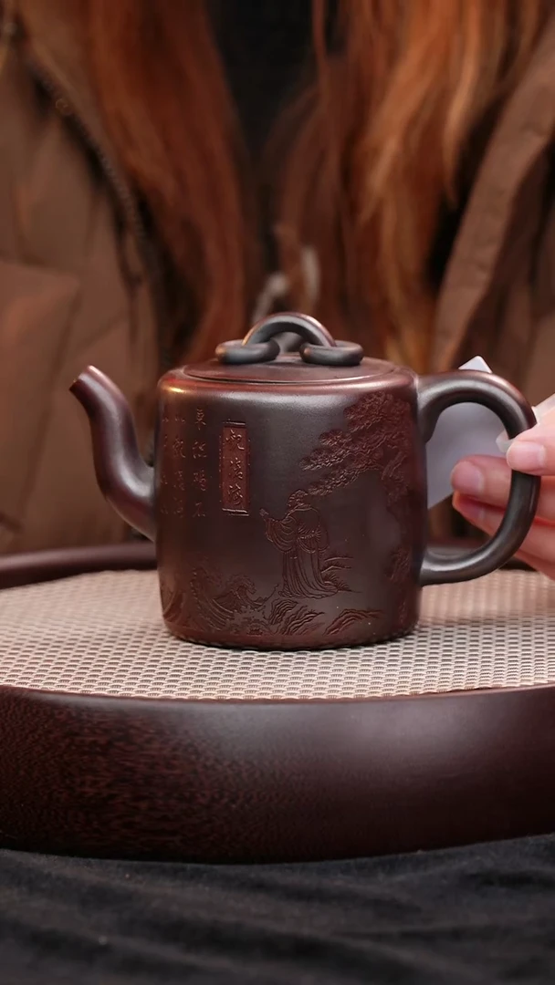 茶壶紫砂宜兴紫砂壶观沧海双圈h012048