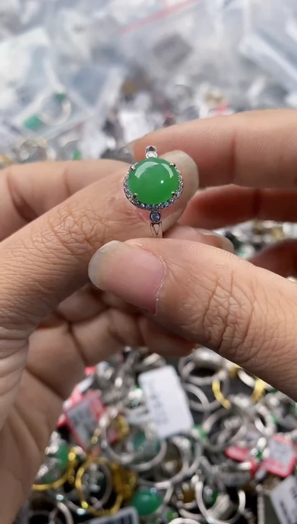 银S925镶嵌戒指翡翠888---7