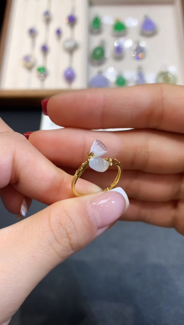 翡翠戒指18K金镶嵌LXY2559多样性发其一