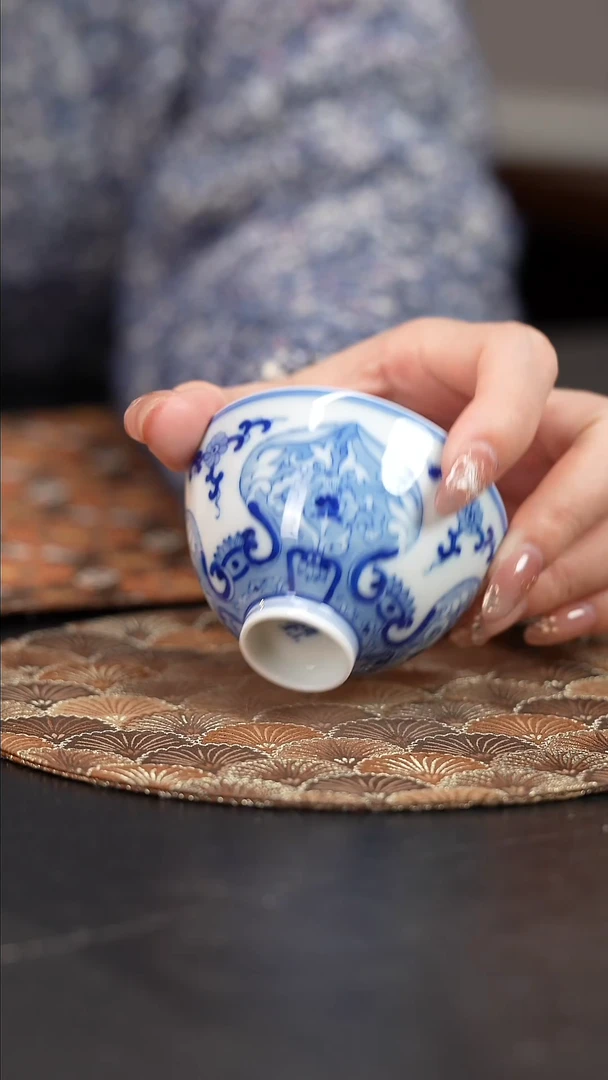 【闪购商品】杯看山柴窑青花单杯
