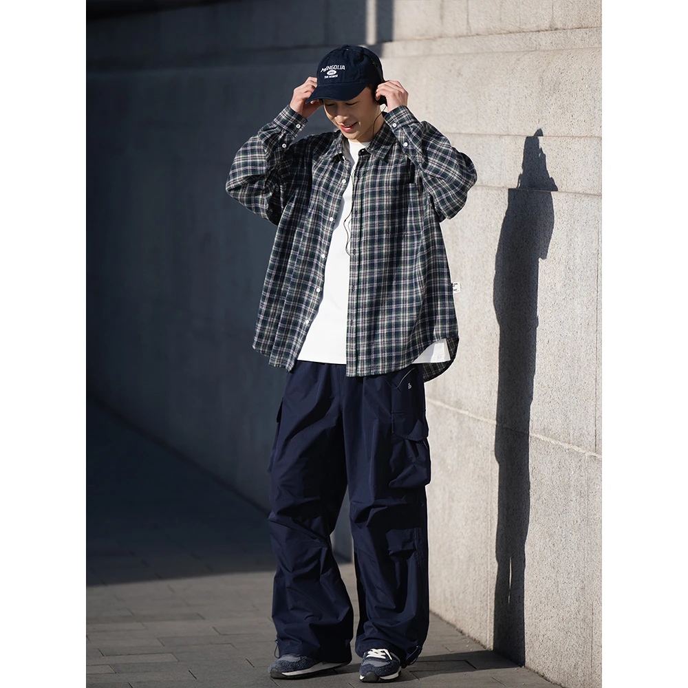 BELLKENIDEA廓形纯棉复古休闲经典撞色格纹衬衫长袖男女潮流外套