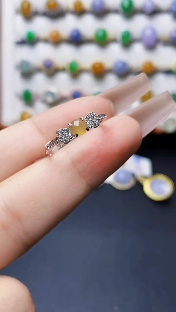 银S925镶嵌戒指翡翠0390