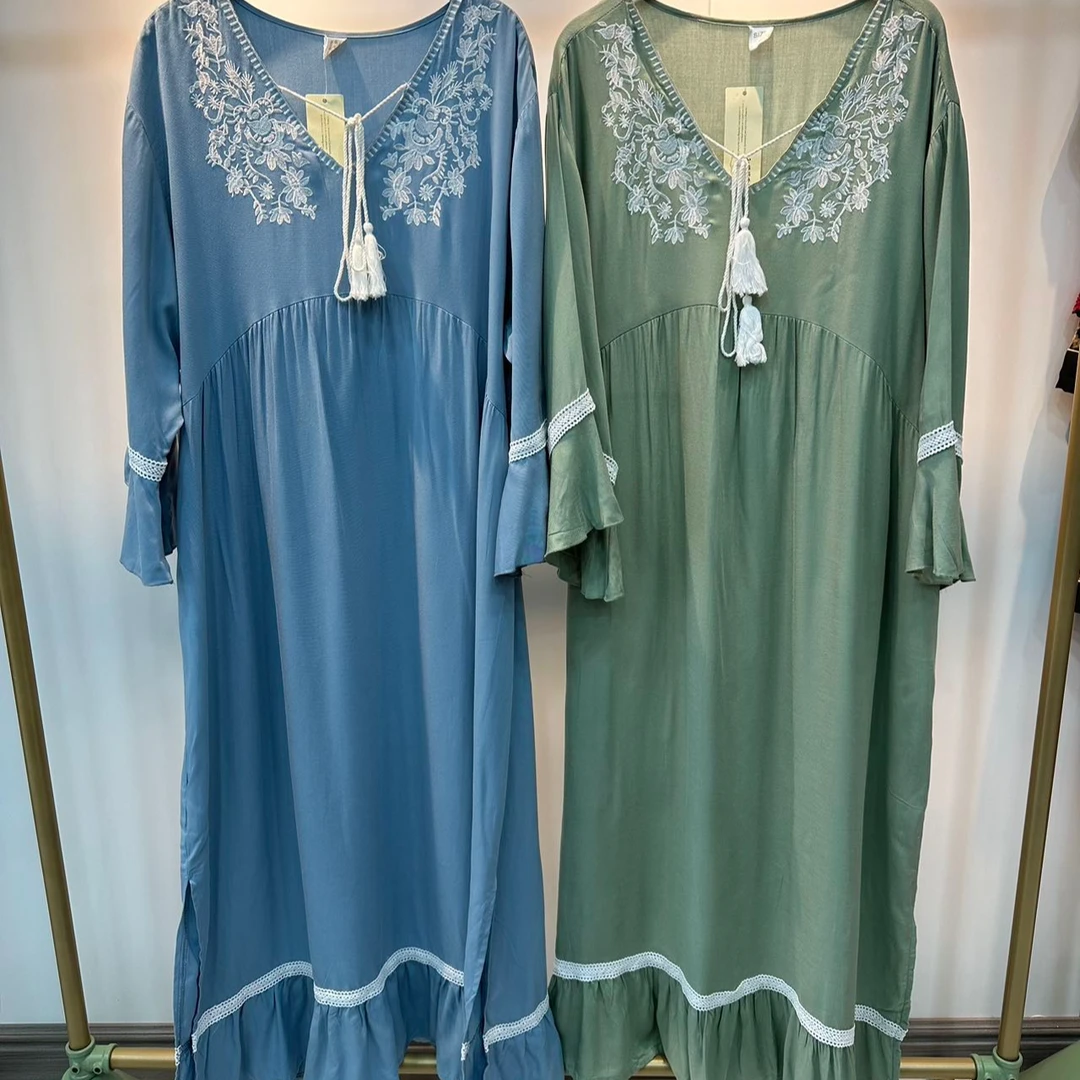 xarifa波西米亚民族风沙滩裙睡裙家居服长款女宽松舒适