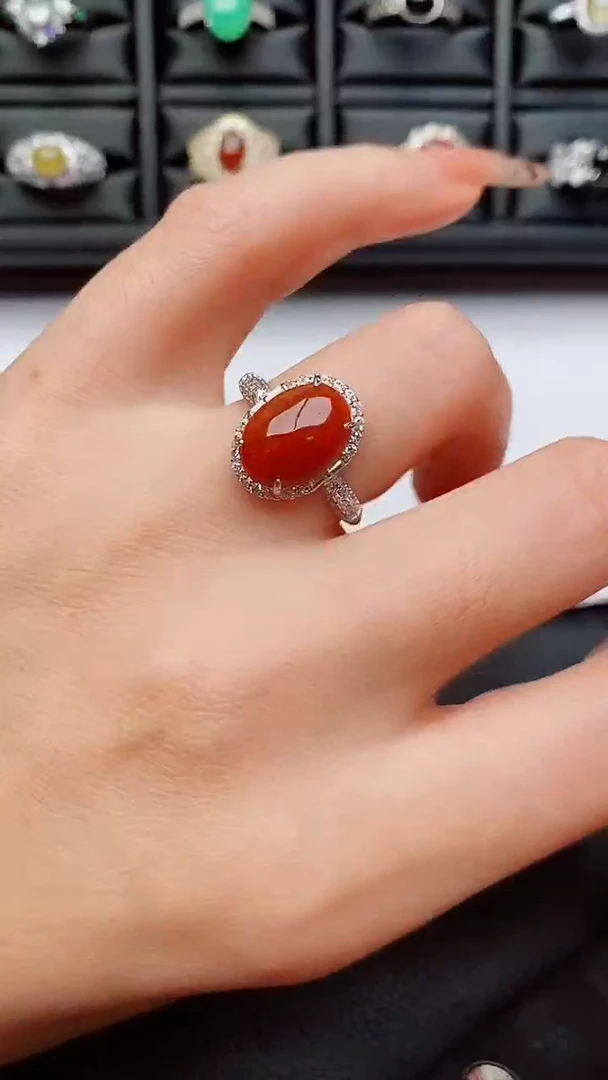 银S925镶嵌戒指翡翠...