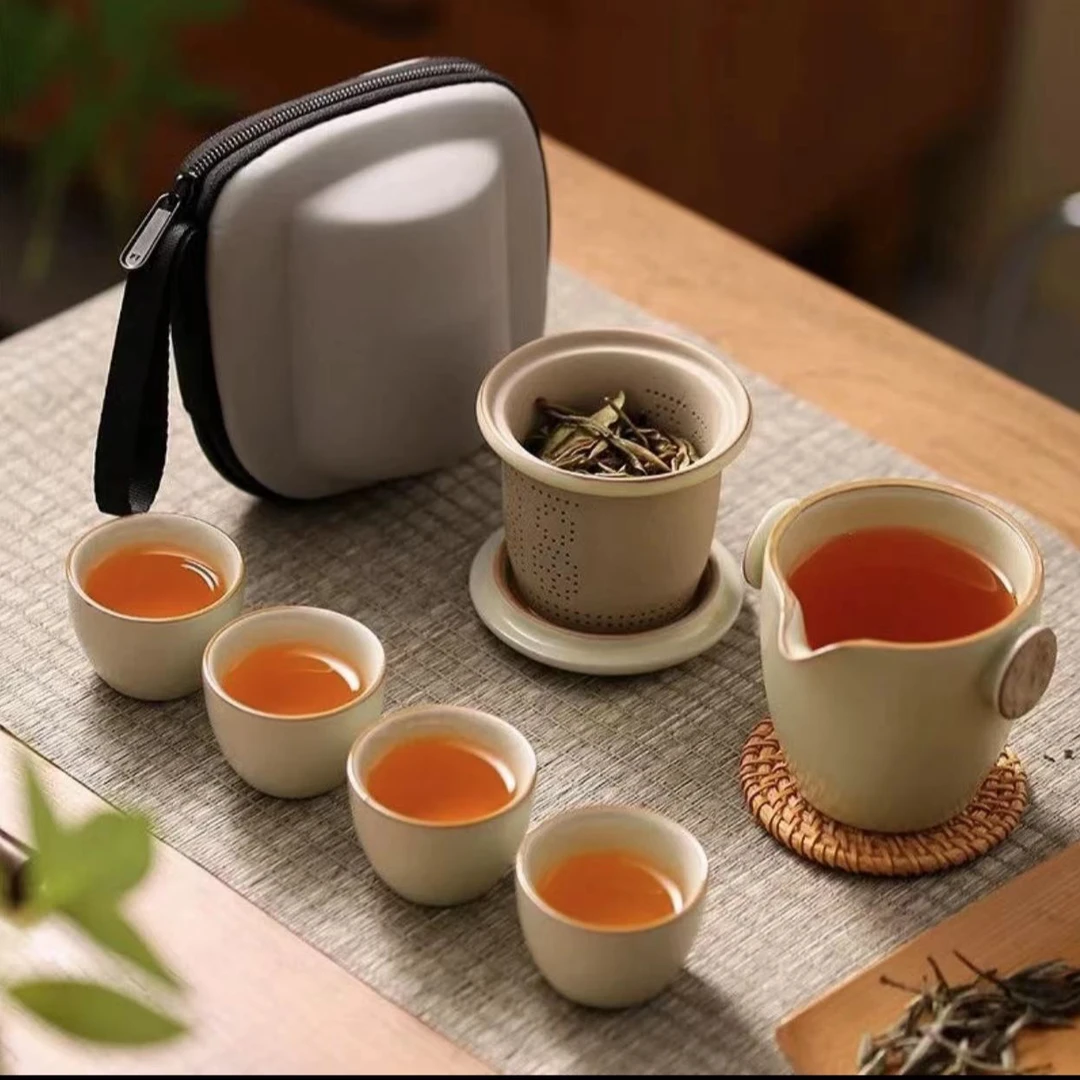 汝窑祥龙快客一壶4杯+包 A004