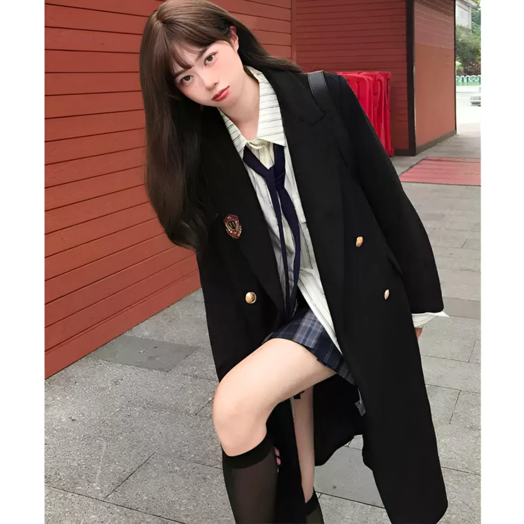 【加棉款】2024女小个子双排扣中长款加厚枪驳领大衣外套韩版1010款