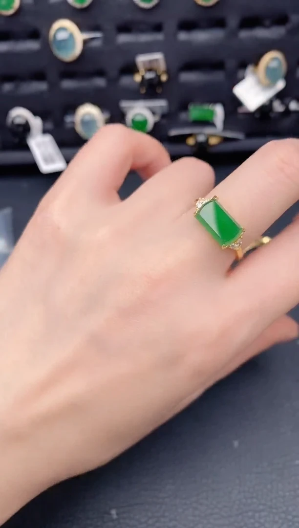 银S925镶嵌戒指翡翠天然a货翡翠275