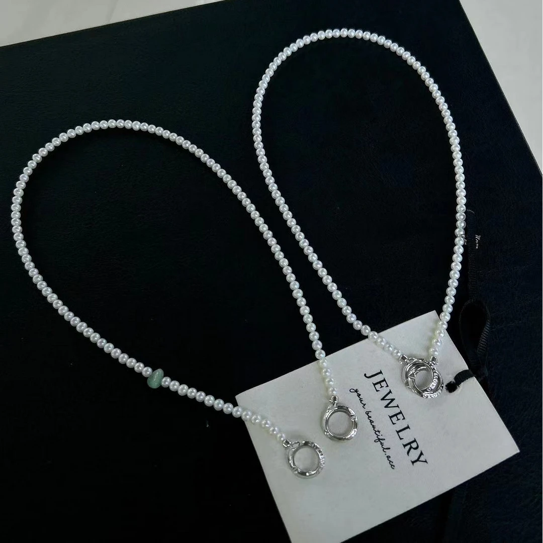 新品环环相扣珍珠项链 ，超好看简约大气，搭配3-4mm天然淡水珍珠