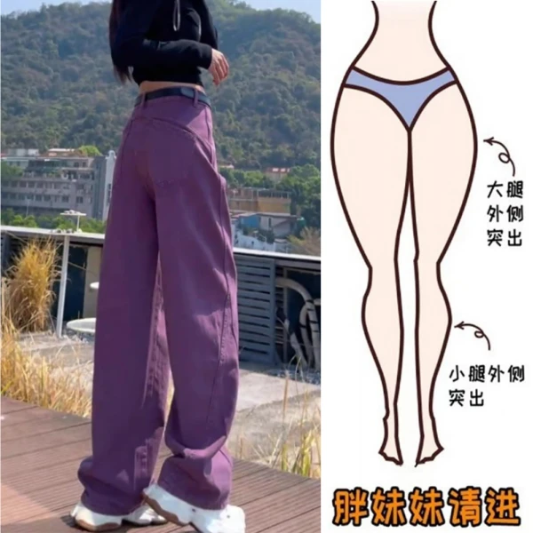 Aimeerosa/艾洛莎2025春季新款宽松阔腿牛仔裤女显瘦设计感拖地裤