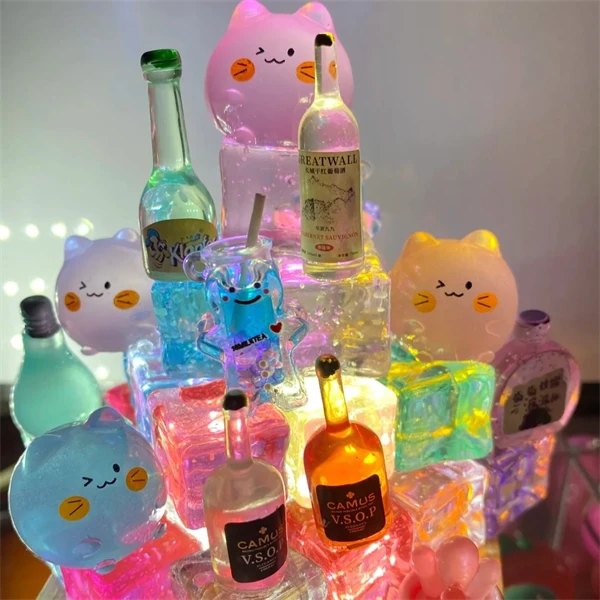 【直播拆团团猫】新款夜光团子小猫咪可爱卡通DIY透明彩色创意摆