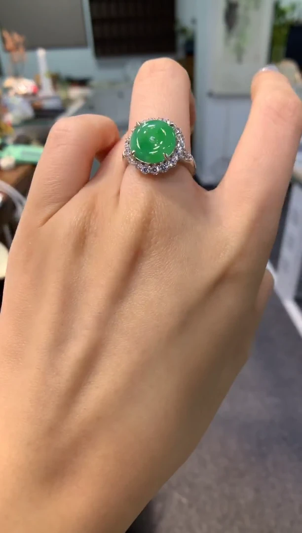 银S925镶嵌戒指翡翠戒指