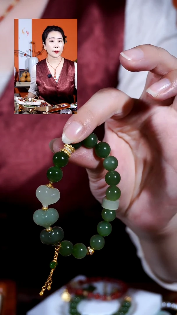 银S925镶嵌手链和田玉（碧玉）手链