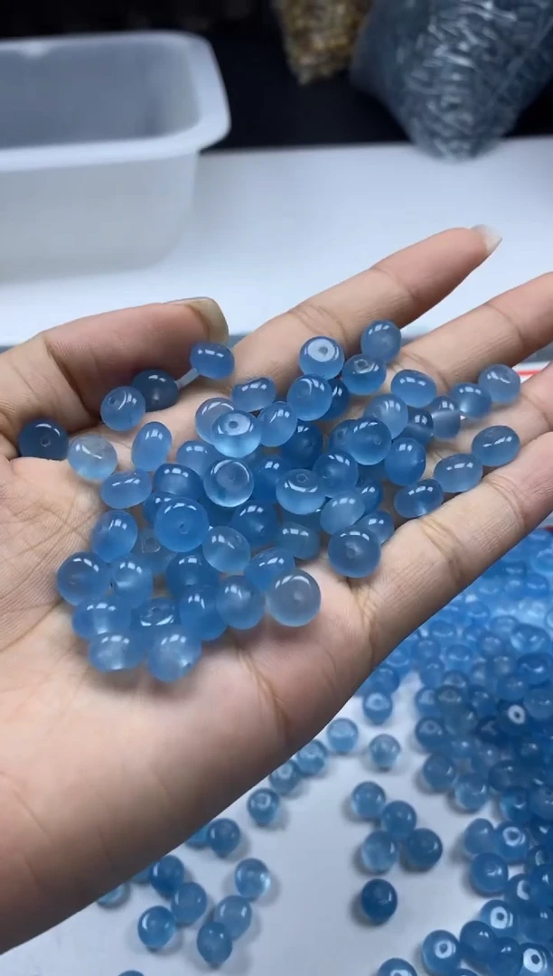 玛瑙/玉髓颈饰未镶嵌w2776海蓝宝算盘8*4mm*30颗