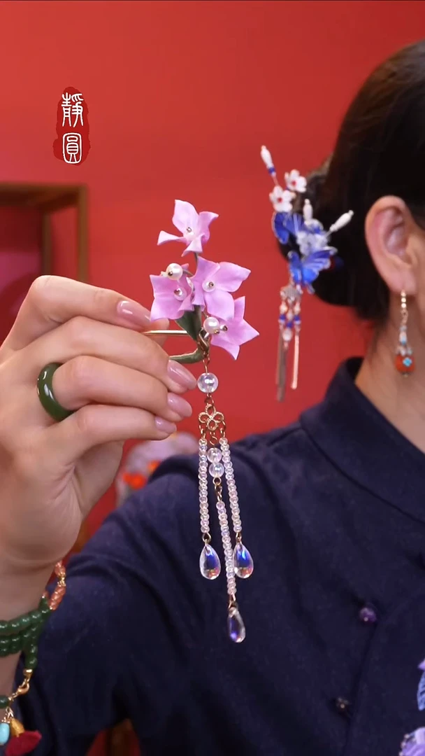 织绣纯手工非遗苏绣【插梳】