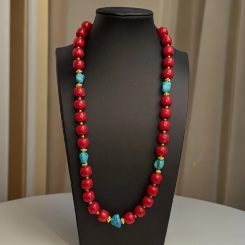 铜合金大理石项链 藏式风格项链百搭