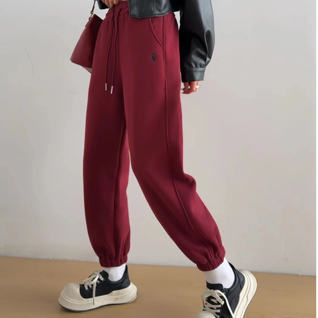 冬款小马刺绣加绒加厚时尚百搭女士卫裤156