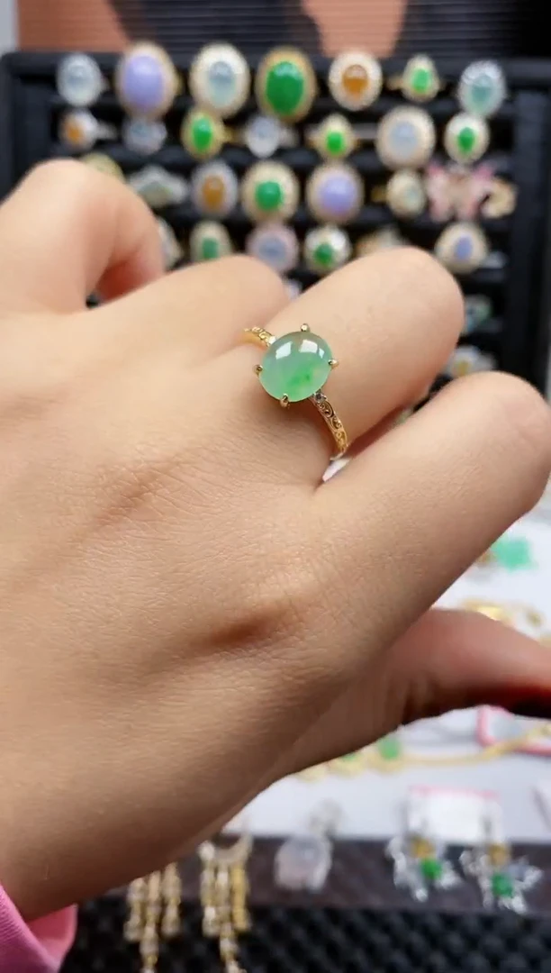 银S925镶嵌戒指翡翠205