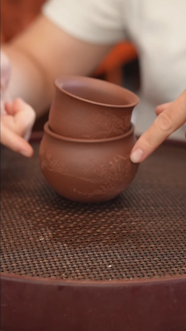 茶壶紫砂原矿手工制作雕刻随机两个杯子