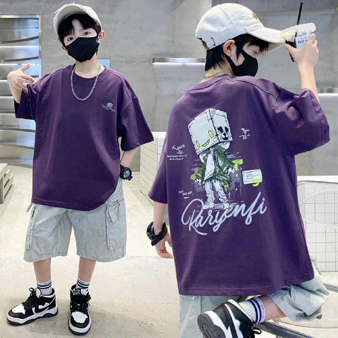 【100%纯棉】儿童T恤短袖2025年夏季新款中大童男童夏款男孩半袖潮T