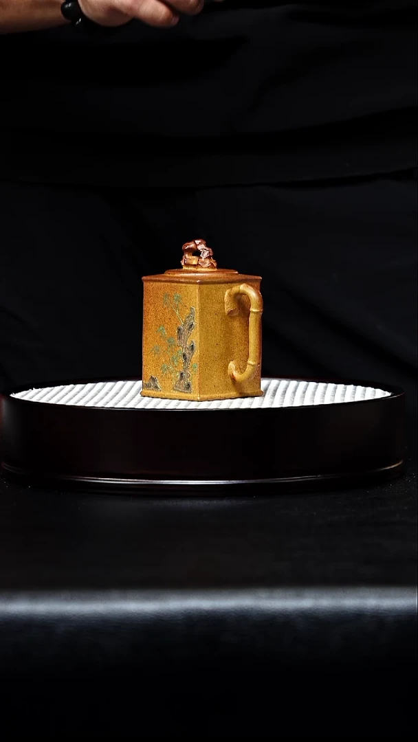 紫砂茶宠宜兴紫砂 四方竹石