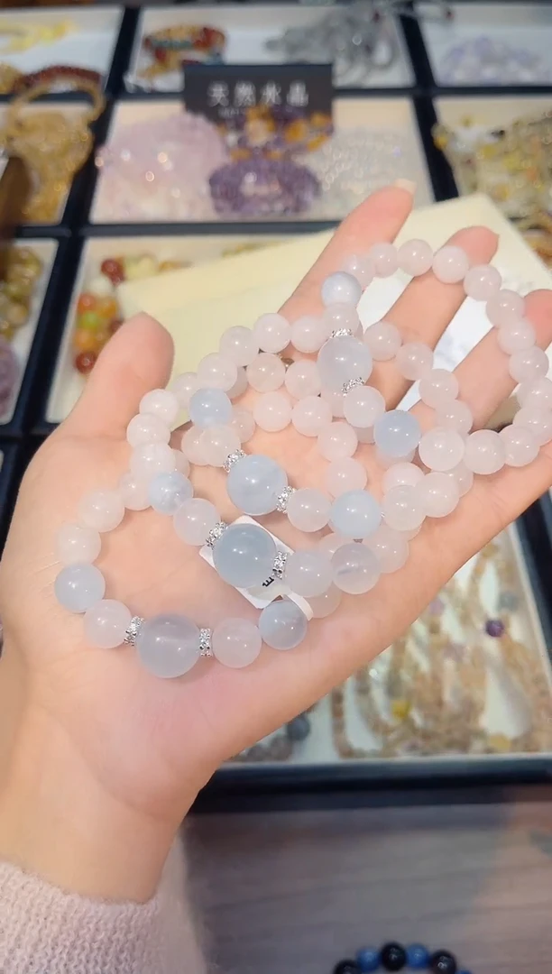 未镶嵌手串水晶单圈白幽灵海蓝宝