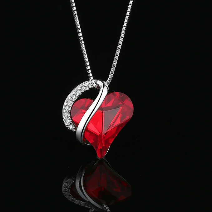 钛钢项链 【爱的供养】银色小钻爱心拥抱项链