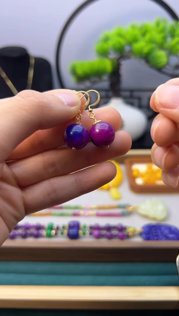 【闪购商品】苏纪石（舒俱来）耳钉14K金镶嵌E331