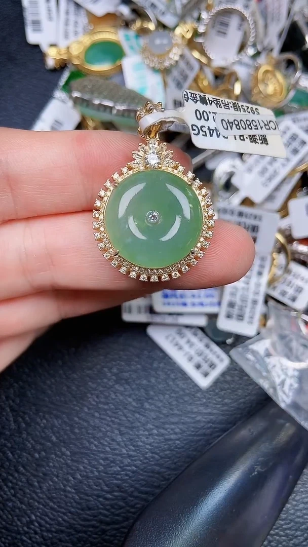 颈饰银S925镶嵌翡翠7796