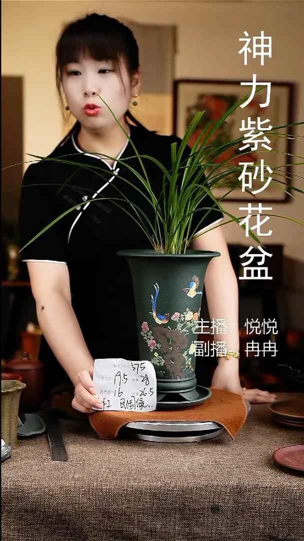 紫砂花盆花卉工艺575+z果绿