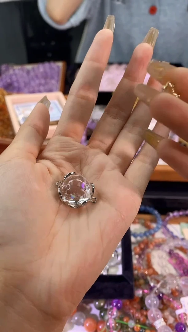 【闪购商品】水晶珠宝半成品合金白阿塞顶珠双耳配件16mm+