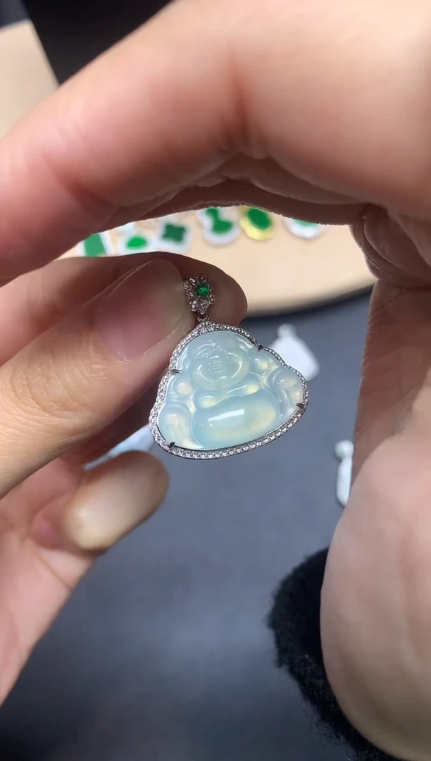 【闪购商品】翡翠吊坠(不含链)银S925镶嵌佛公【多样性发其一】